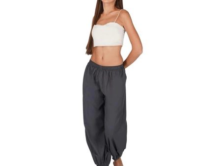 Generic Women s Casual Cotton Cambric Solid Elastic Patiala Harem Pants (Dark Grey) Sale