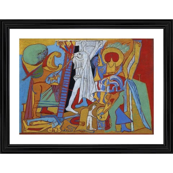 Generic Crucifixion 1930 Painting With Wood Photo Frame (Multicolor) For Discount