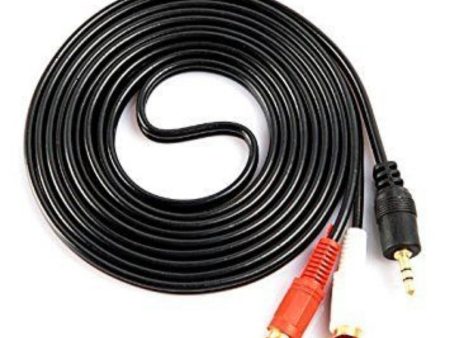 Generic 3.5mm Stereo Audio Male to 2RCA Male EP to 2RCA 1.5 Yards Connects Mobile and Home Theatre (Black) For Sale