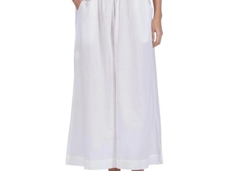 Generic Women s Casual Cotton Solid Elastic Palazzo (White) For Cheap