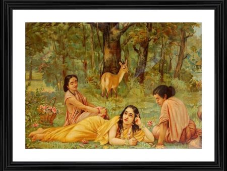 Generic Shakuntala Writing a Letter to Dushyant 1876 Painting With Wood Photo Frame (Multicolor) Cheap