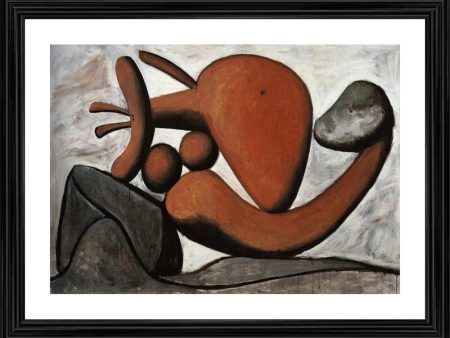 Generic Woman Throwing a Stone 1931 Painting With Wood Photo Frame (Multicolor) For Sale