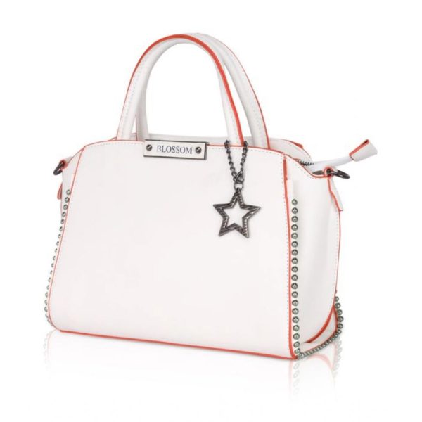 Generic Women s Faux Leather Metal Beads Handbag (White) Online Hot Sale