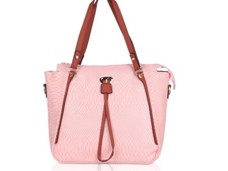 Generic Women s Faux Leather Textured Tote Bag (Pink) For Sale