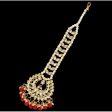 Generic Women s Red Color Imitation Pearl & Kundan Maang Tikka For Cheap