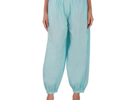 Generic Women s Casual Cotton Cambric Solid Elastic Waist Patiala Harem Pants (Blue) Discount