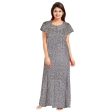 Generic Women s Cotton Printed Maxi Nighty (Grey) Discount