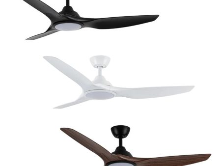 52  Impact DC Ceiling Fan Matt Black, Matt White, Matt Black Walnut with Light MIDC1333 Martec Lighting For Sale