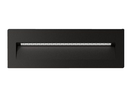 CLEARANCE ZAC-8 LED Rectangular Recessed Wall Step Light 240v in Black on Sale