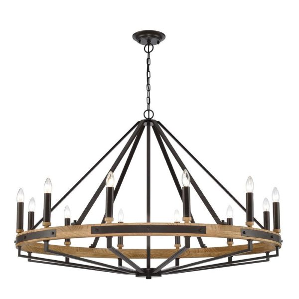 Funale Pendant Light 12Lt in Natural Wood Oil Rubbed Bronze or Oak Wood Satin Brass Fashion