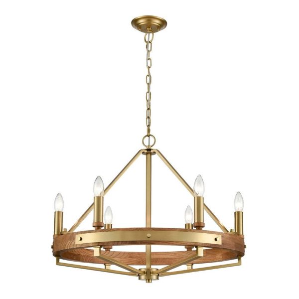 Funale Pendant Light 6Lt in Natural Wood Oil Rubbed Bronze or Oak Wood Satin Brass Online now