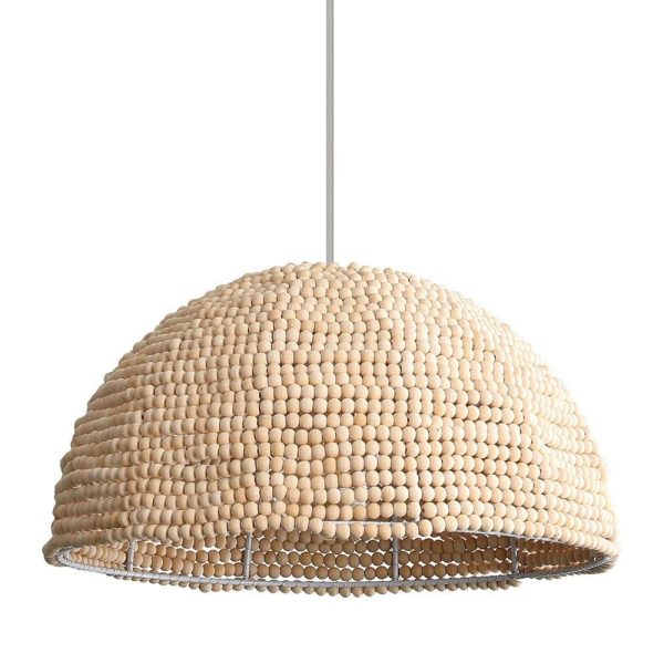 CLEARANCE Hamptons Wooden Beaded Pendant Shade in Natural Wood Fashion