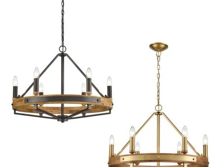 Funale Pendant Light 6Lt in Natural Wood Oil Rubbed Bronze or Oak Wood Satin Brass Online now