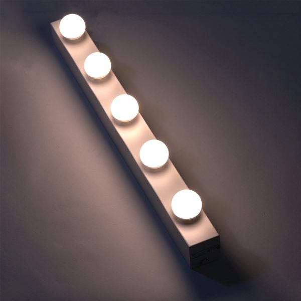 Hollywood Vanity Strip Light 5Lt in Brass or White For Sale