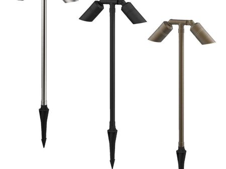 AQL-410 Hydra Twin Adjustable Path Spike Light Large Brushed Chrome, Black, Aged Brass Sale