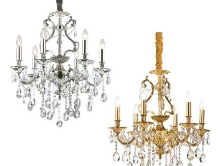 Gioconda Chandelier 6Lt in Silver, Gold For Sale