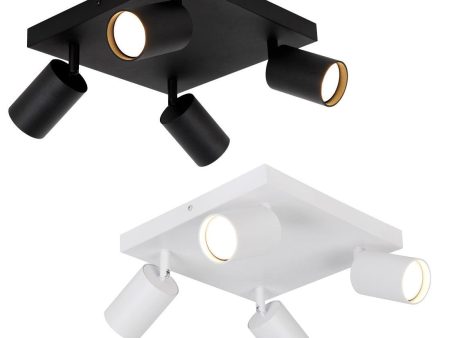 Echo Square 4 Head 20w LED Spot Light Series GU10 Single Light Matt Black Or Matt White Online Hot Sale