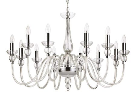 Doge Chandelier 12Lt in Chrome Clear For Sale