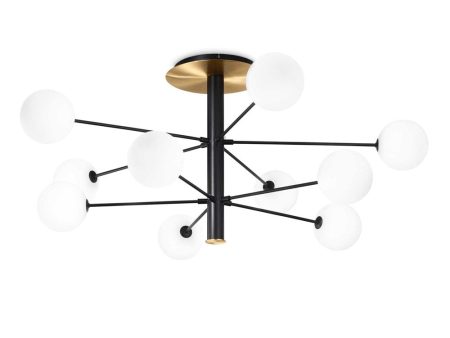 Cosmopolitan Ceiling Light 10Lt in White or Black Satin Brass Online Sale