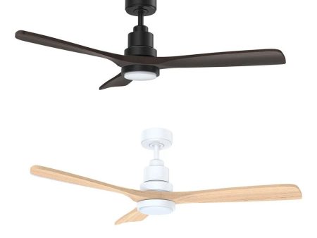 42  Mallorca Mini DC Ceiling Fan Matt Black Walnut, Matt White Natural with Light MMDC1033 Martec Lighting Supply