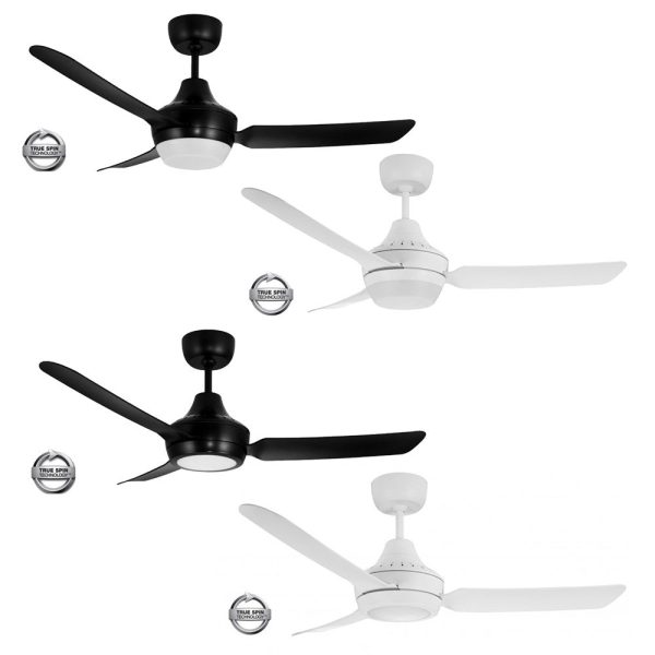 48  Stanza AC Ceiling Fan Black, White with Light STA1203XX-L, STA1203XX-LED Ventair For Sale